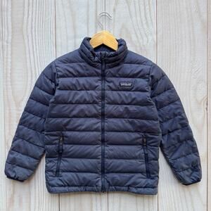 Patagonia Duck Down Sweater Boys Size Small 7-8 Full Zip Puffer Jacket Navy